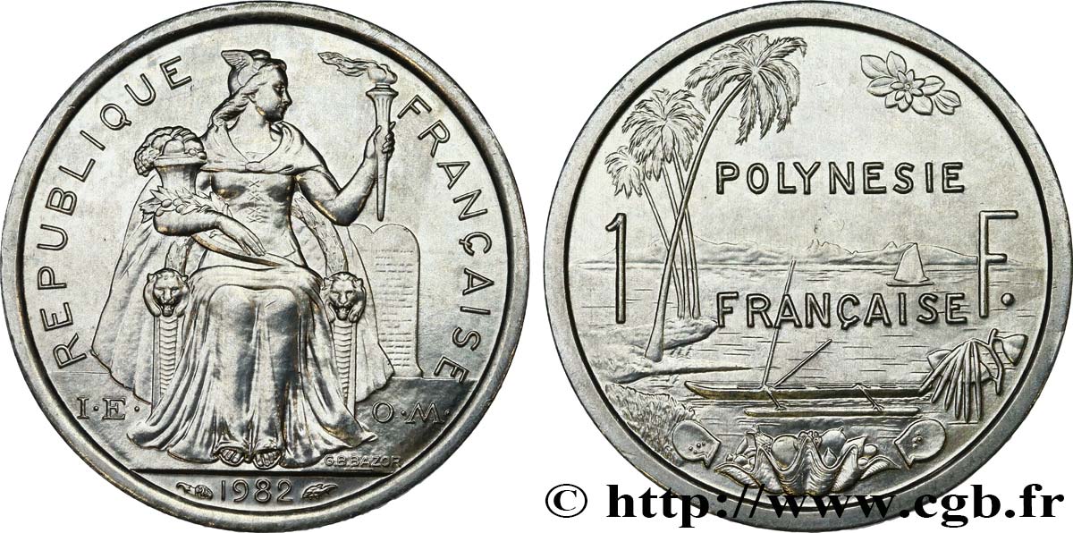 POLINESIA FRANCESE 1 Franc I.E.O.M. 1982 Paris MS 