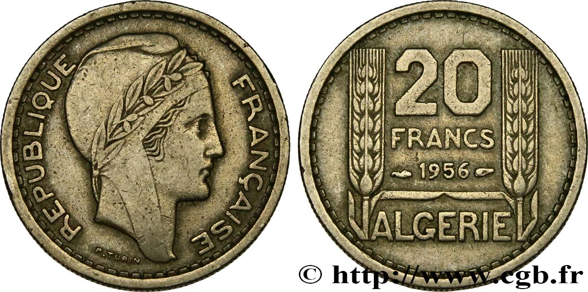 ALGÉRIE 20 Francs Turin 1956 Fco_535032 Colonies