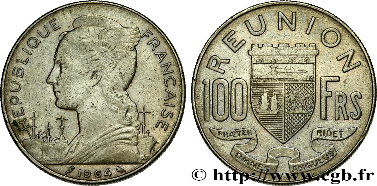 ISLA DE LA REUNIóN 100 Francs 1964 Paris MBC 