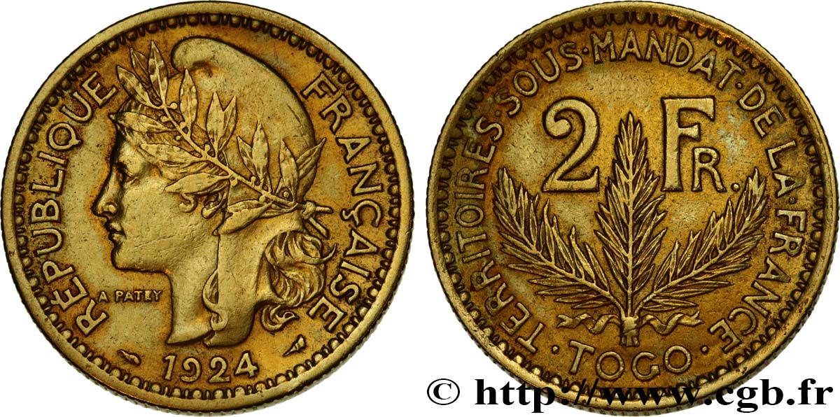 TOGO - FRANZÖSISCHE MANDAT 2 Francs 1924 Paris SS 