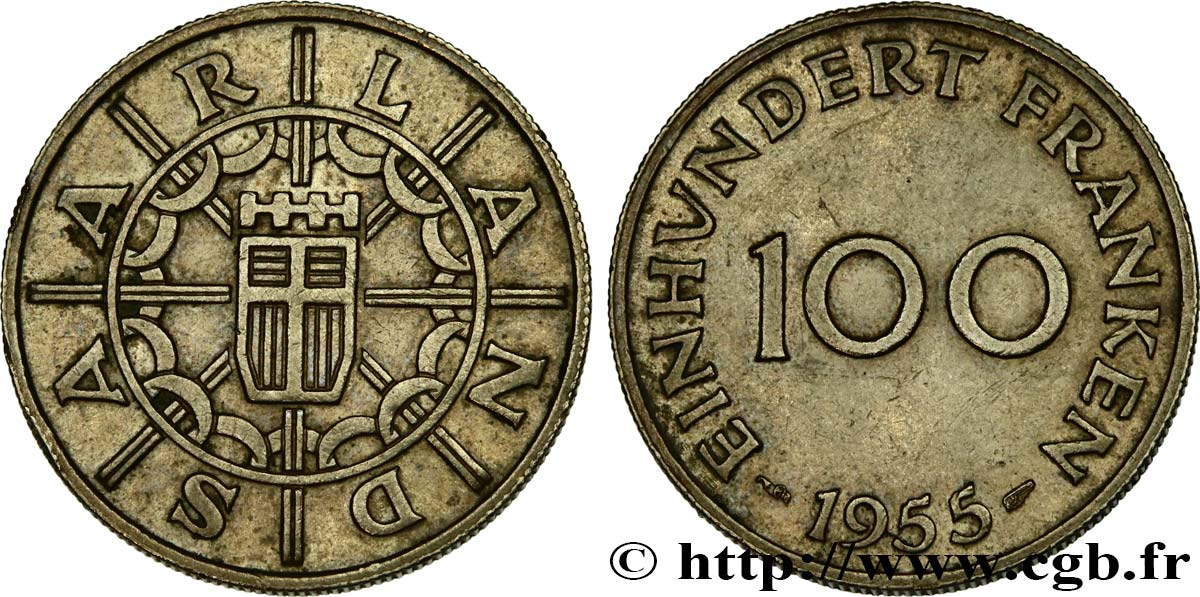 SARRE 100 Franken 1955 Paris EBC 