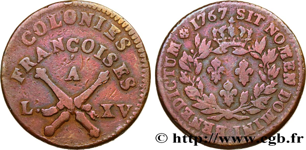 COLONIES GÉNÉRALES - Louis XV 1 Sol des Colonies Françoises 1767 Paris TB+ 