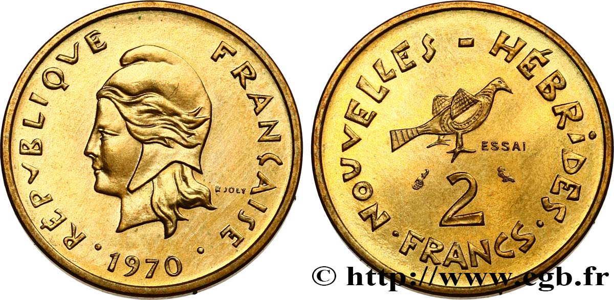 NOUVELLES HÉBRIDES (VANUATU depuis 1980) Essai de 2 Francs 1970 Paris SPL 
