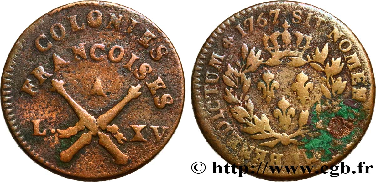 COLONIES GÉNÉRALES - Louis XV 1 Sol des Colonies Françoises 1767 Paris TB 