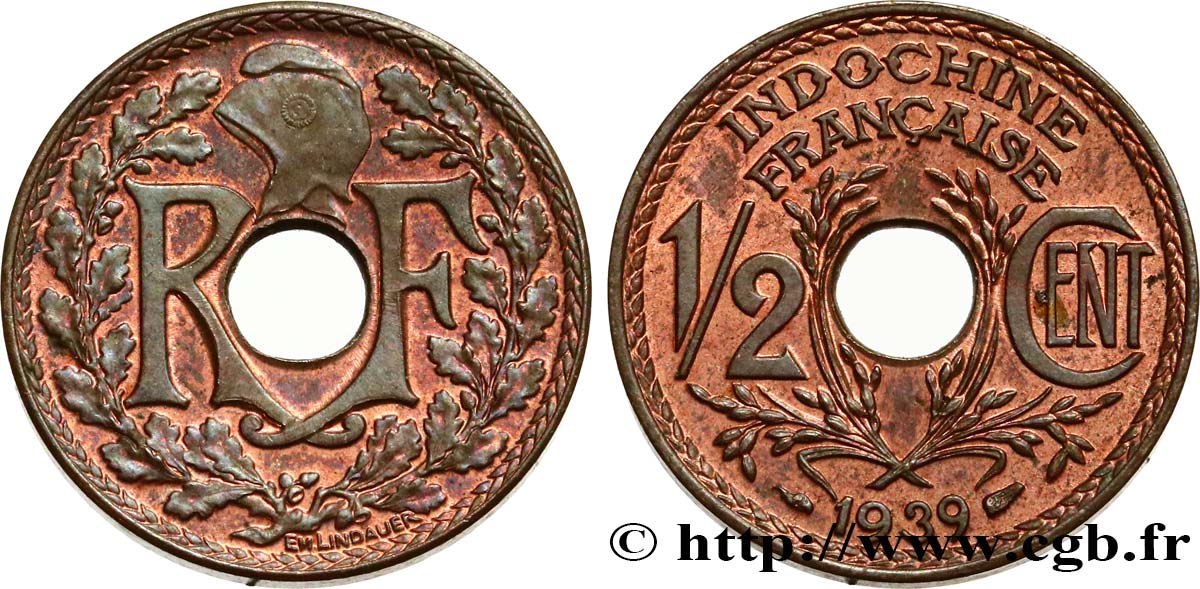 INDOCHINA 1/2 Centième 1939 Paris MBC 