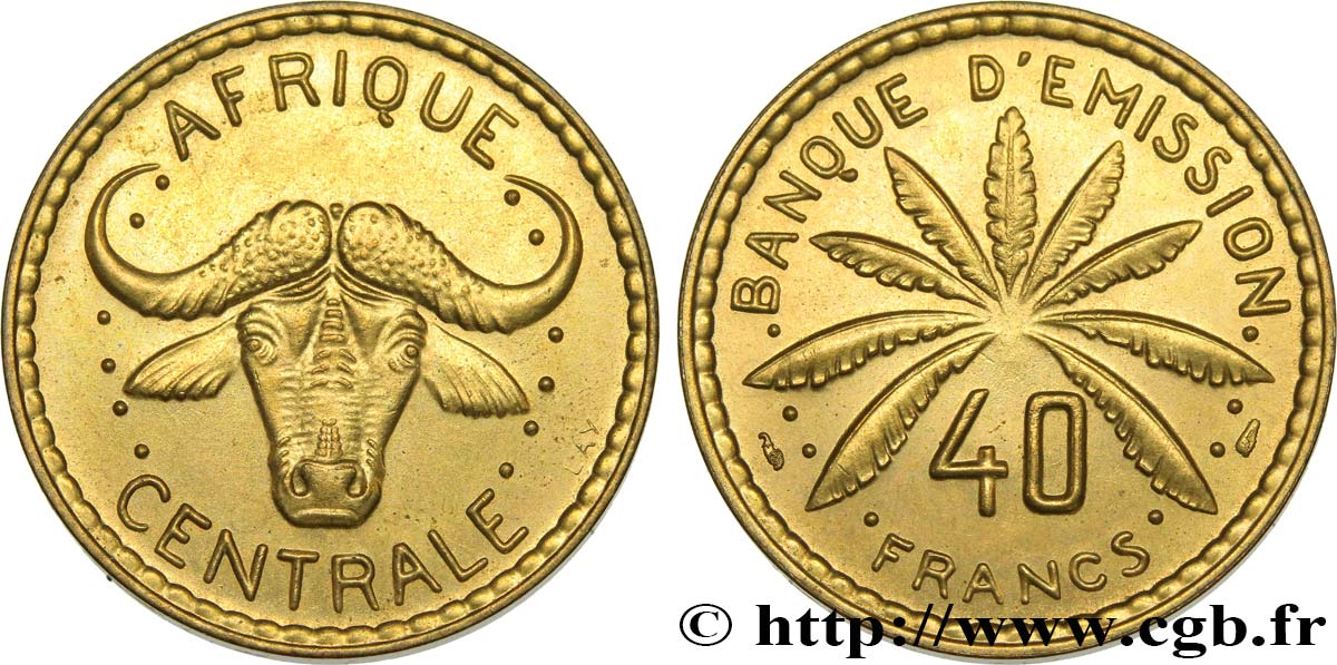CENTRAL AFRICA Épreuve de 40 Francs de George Lay 1958 Paris MS 