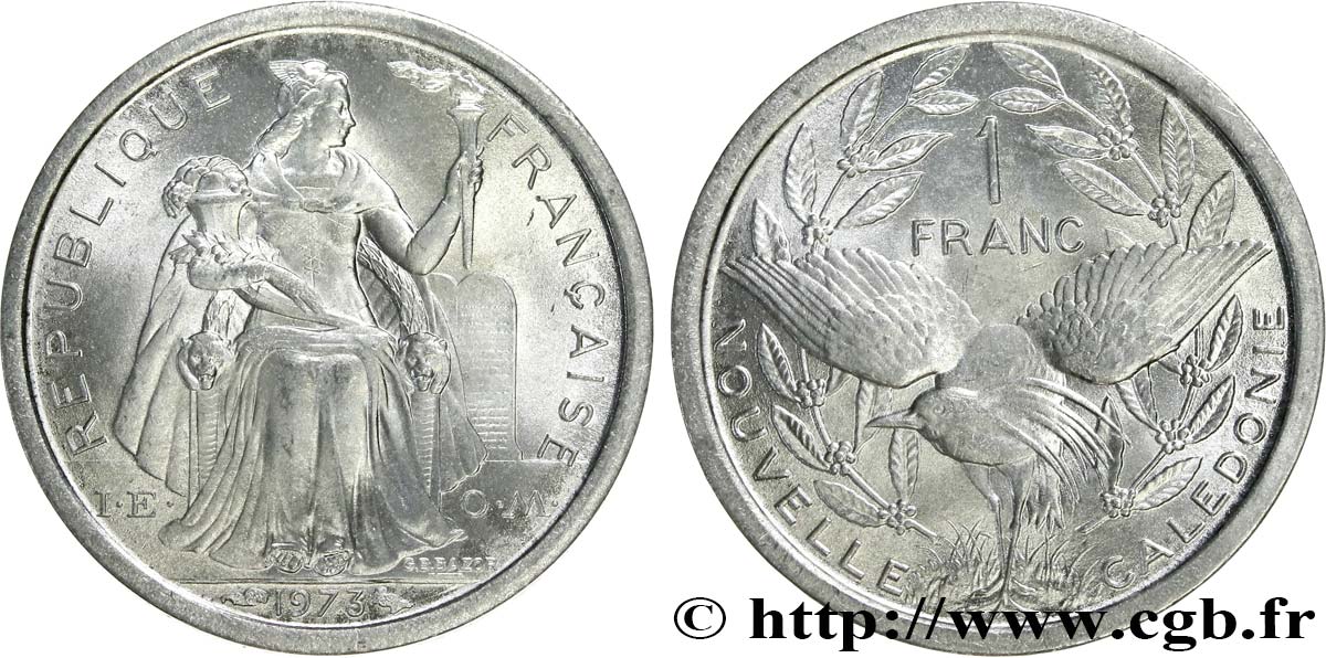NOUVELLE CALÉDONIE 1 Franc IEOM 1973 Paris SPL 