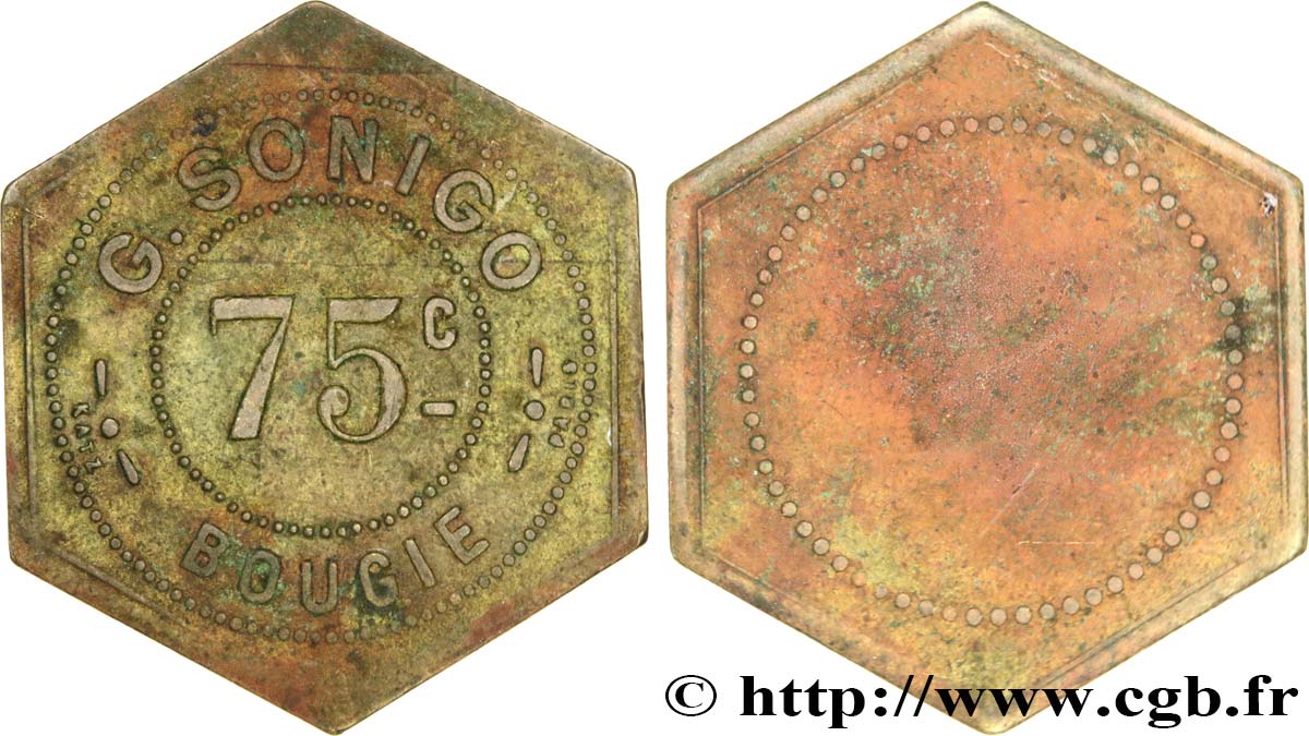 ALGERIEN 75 Centimes G. Sonigo - Bougie N.D.  SS 