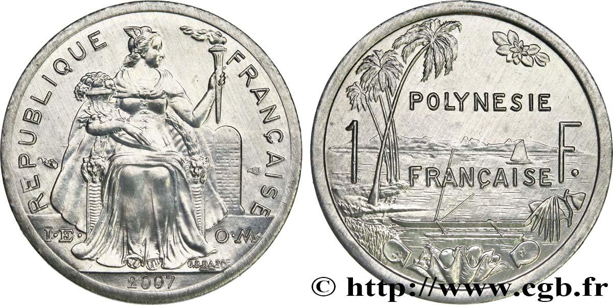 POLINESIA FRANCESA 1 Franc I.E.O.M. frappe médaille 2007 Paris FDC 