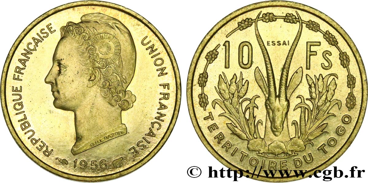 TOGO - FRENCH UNION Essai de 10 Francs 1956 Paris MS 