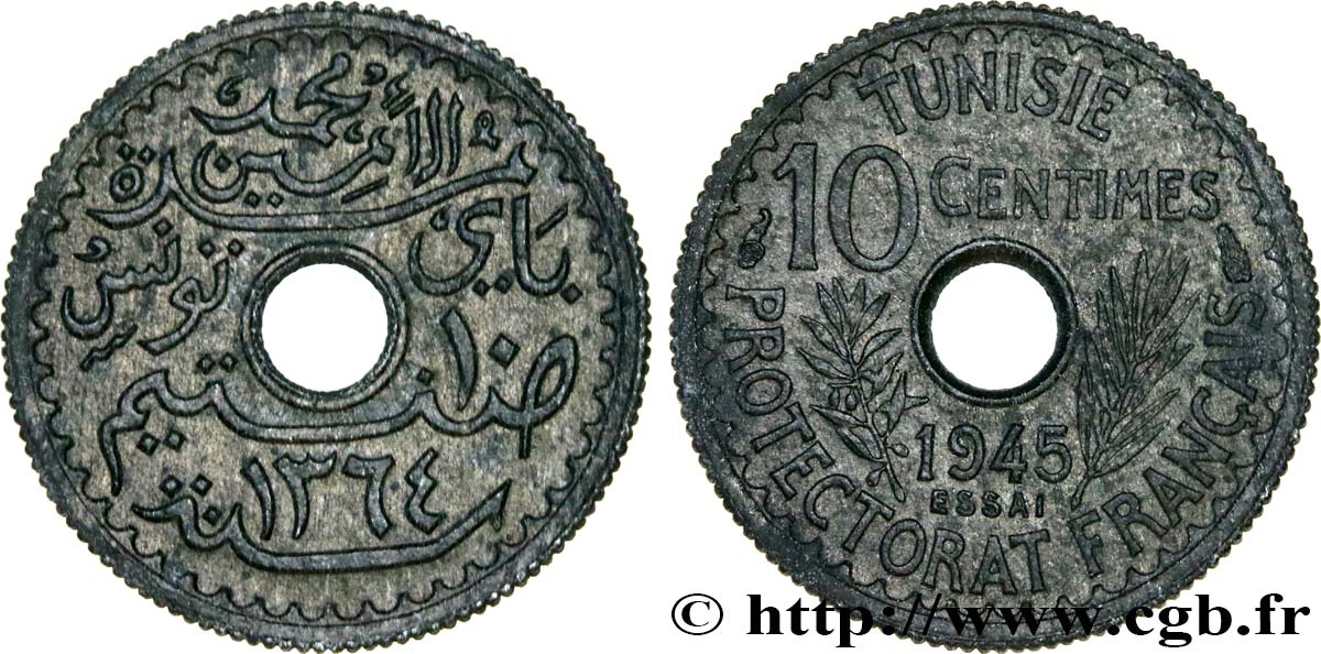 TUNISIA - French protectorate Essai de 10 centimes 1945 Paris AU 