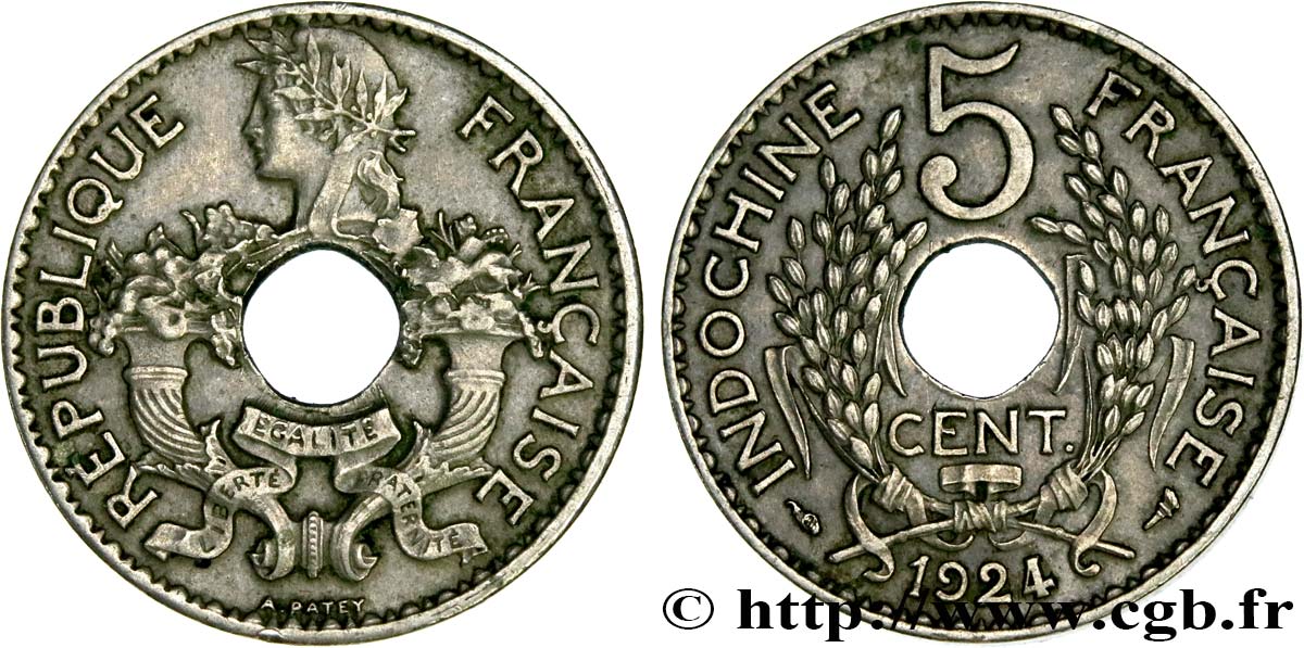 FRANZÖSISCHE-INDOCHINA 5 Centièmes 1924 Paris VZ 