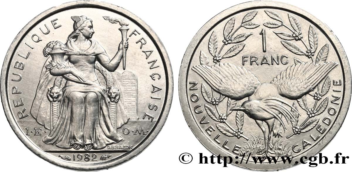 NUEVA CALEDONIA 1 Franc I.E.O.M. 1982 Paris SC 