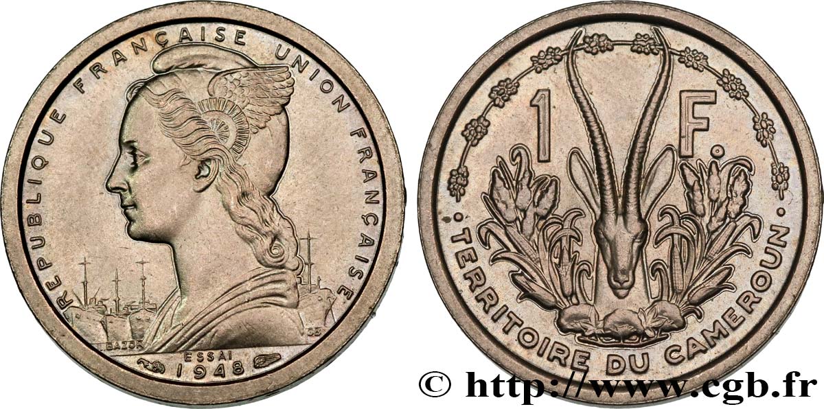 CAMEROUN - UNION FRANÇAISE Essai de 1 Franc 1948 Paris SPL 
