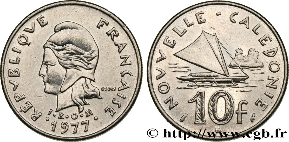 NEUKALEDONIEN 10 francs 1977 Paris VZ 