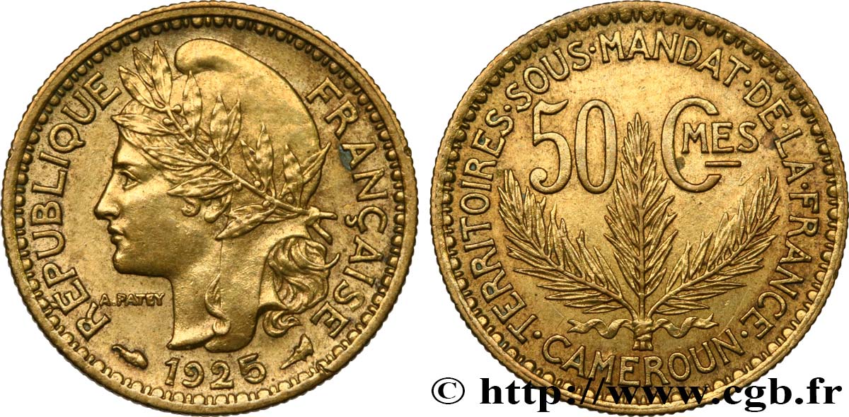 KAMERUN - FRANZÖSISCHE MANDAT 50 Centimes 1925 Paris VZ 