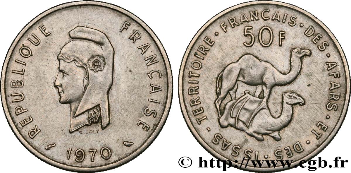 DJIBOUTI - Territoire français des AFARS et des ISSAS 50 Francs 1970 Paris TTB+ 