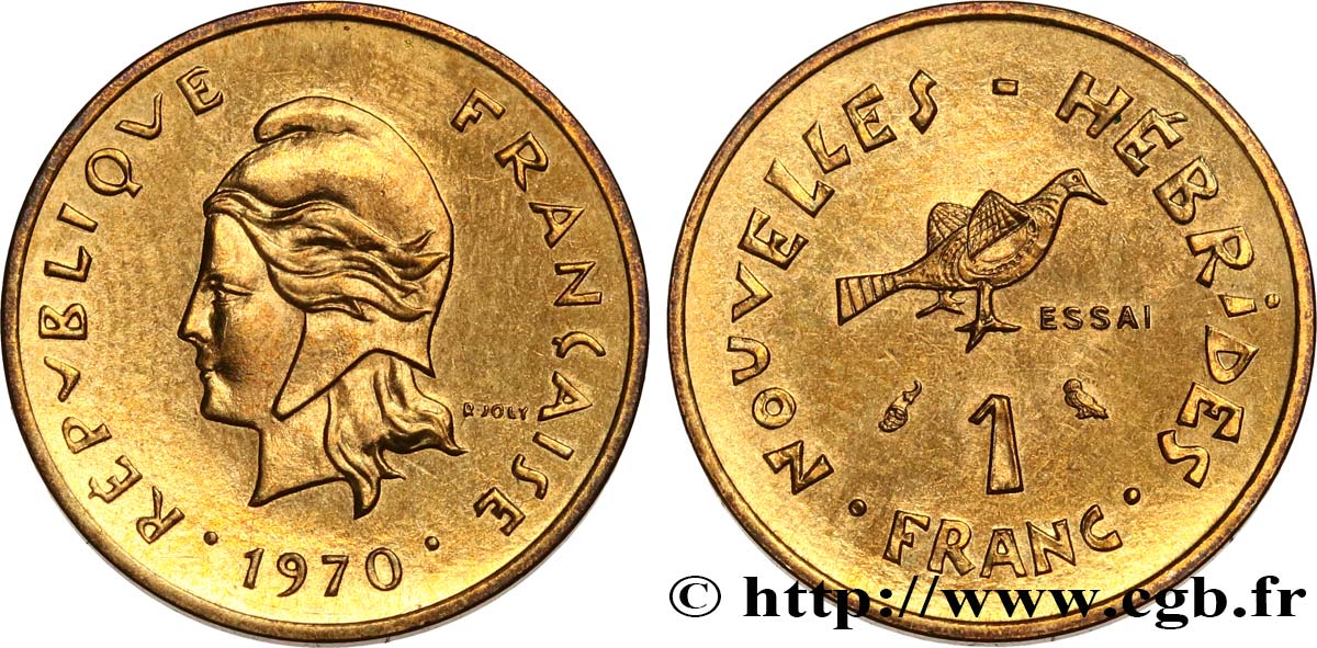 NEW HEBRIDES (VANUATU since 1980) 1 Franc Essai 1970 Paris MS 