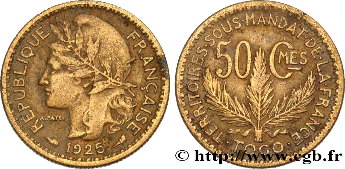 TOGO - MANDATO FRANCESE 50 Centimes 1925 Paris q.BB 