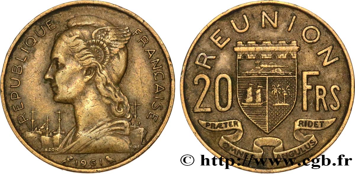 REUNION 20 Francs 1961 Paris VF 