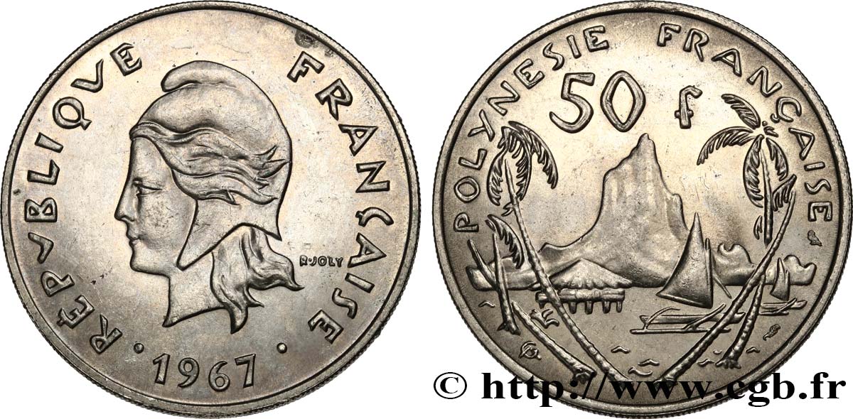 NOUVELLE CALÉDONIE 50 Francs, frappe courante 1967 Paris SUP 