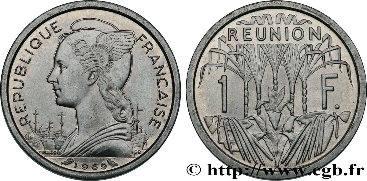 REUNION ISLAND 1 Franc 1969 Paris MS 
