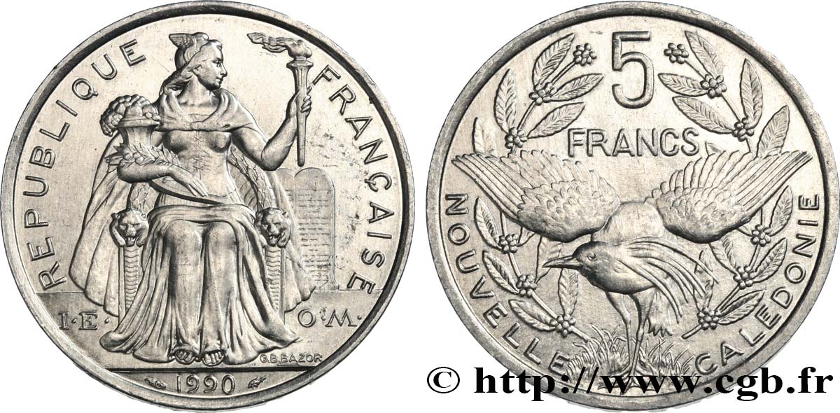 NEW CALEDONIA 5 Francs I.E.O.M.  1990 Paris MS 