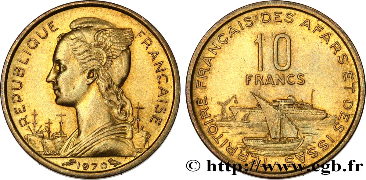 DJIBOUTI - Territoire français des AFARS et des ISSAS 10 Francs 1970 Paris SUP 