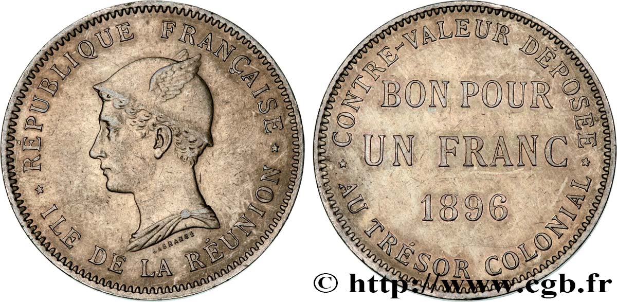 ÎLE DE LA RÉUNION Bon pour Un Franc 1896 Paris SUP 