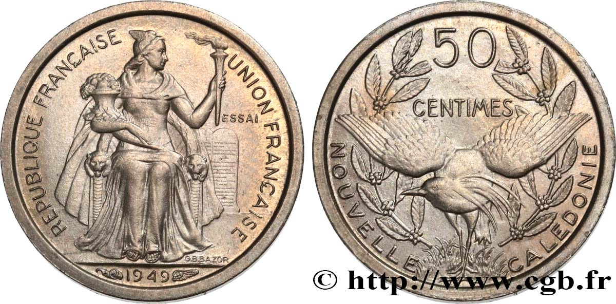 NUOVA CALEDONIA 50 Centimes ESSAI 1949 Paris MS 