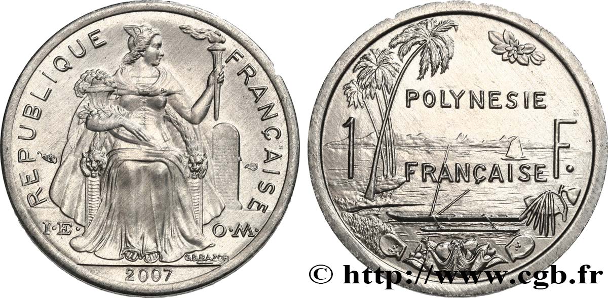 POLYNÉSIE FRANÇAISE 1 Franc I.E.O.M. frappe médaille 2007 Paris FDC 