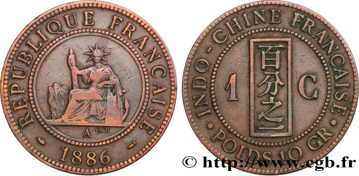 FRANZÖSISCHE-INDOCHINA 1 Centième 1886 Paris fSS 