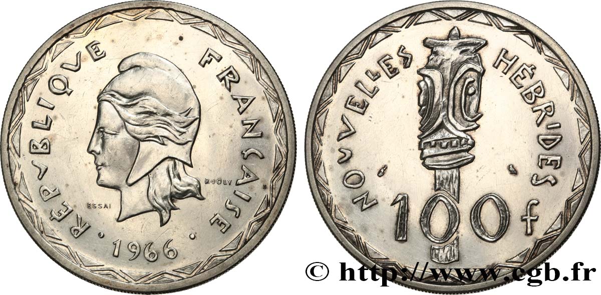 NEW HEBRIDES (VANUATU since 1980) 100 Francs ESSAI 1966 Paris AU 