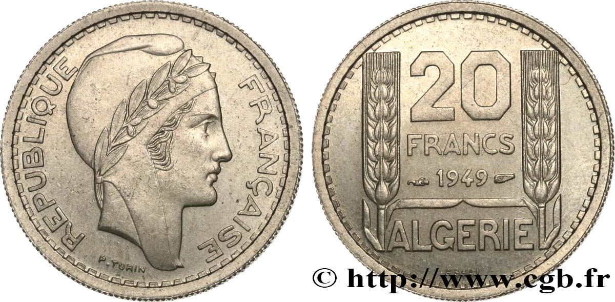 ALGERIA Essai 20 Francs Turin 1949  MS 