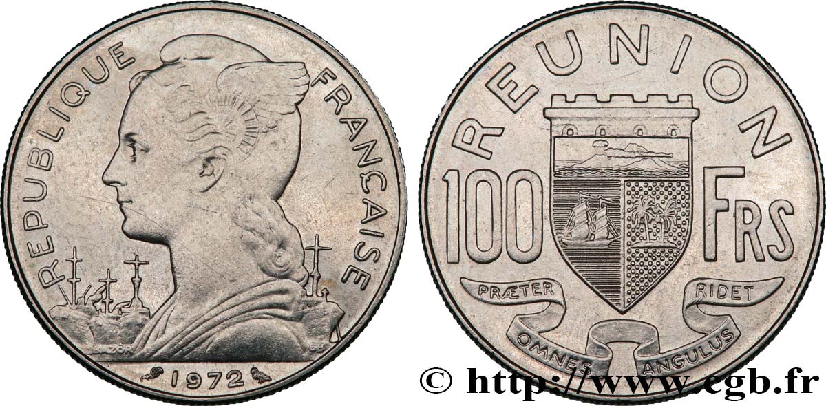 REUNION ISLAND 100 Francs 1972 Paris AU 