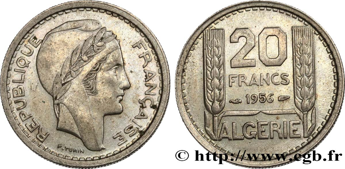 ALGERIEN 20 Francs Turin 1956  VZ 