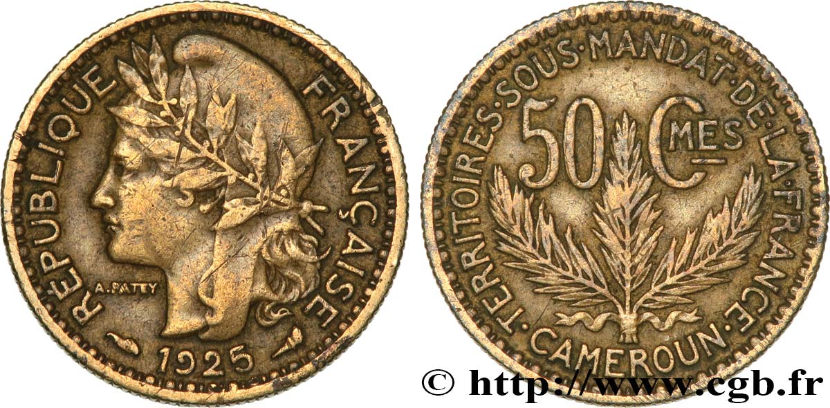 CAMEROON - TERRITORIES UNDER FRENCH MANDATE 50 Centimes 1925 Paris XF 