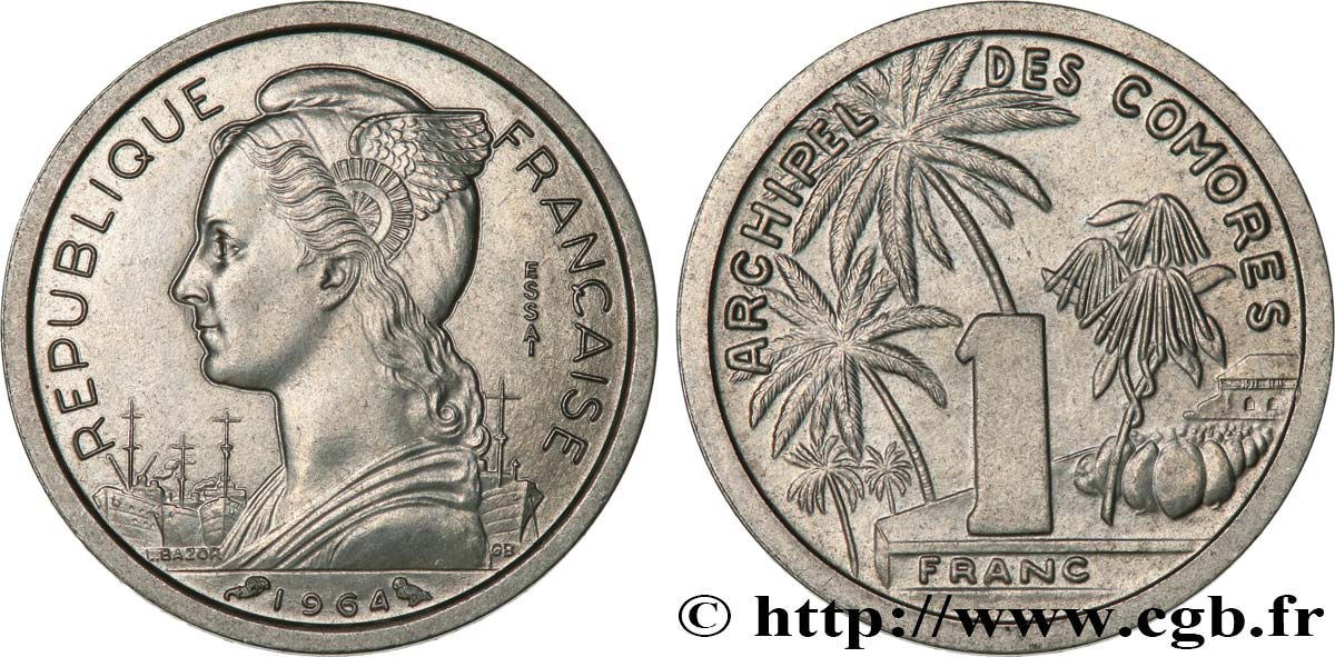 COMORES - Archipel Essai de 1 Franc 1964 Paris SPL 