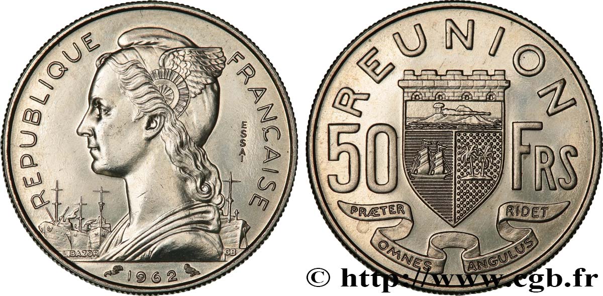 ISOLA RIUNIONE Essai de 50 Francs  1962 Paris MS 