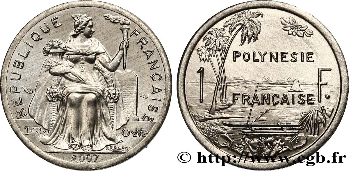 FRANZÖSISCHE-POLYNESIEN 1 Franc I.E.O.M. frappe médaille 2007 Paris ST 