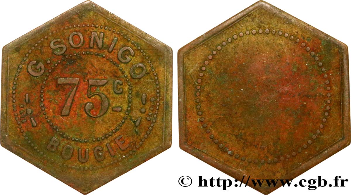 ALGERIA 75 Centimes G. Sonigo - Bougie N.D.  BB 