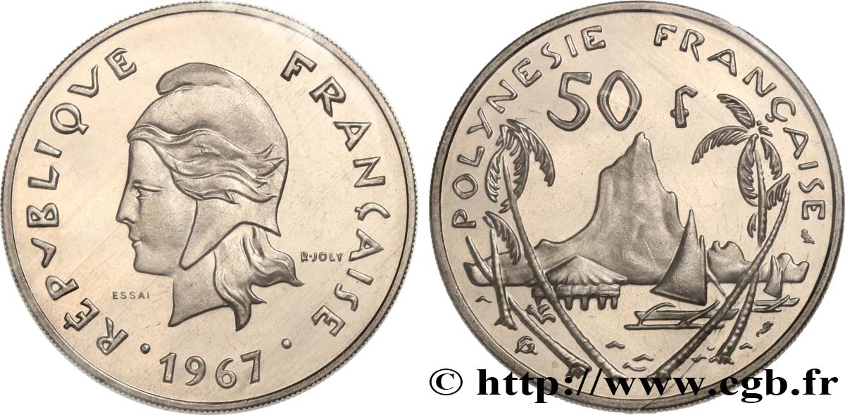 FRANZÖSISCHE-POLYNESIEN Essai de 50 Francs Marianne 1967 Paris ST 