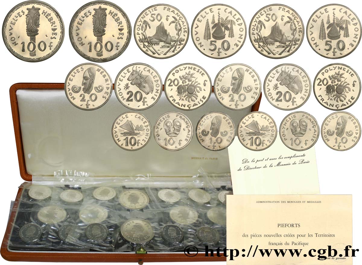 NUOVA CALEDONIA E NUOVO EBRIDI Coffret de 18 piéforts en argent 1967 Paris FDC 