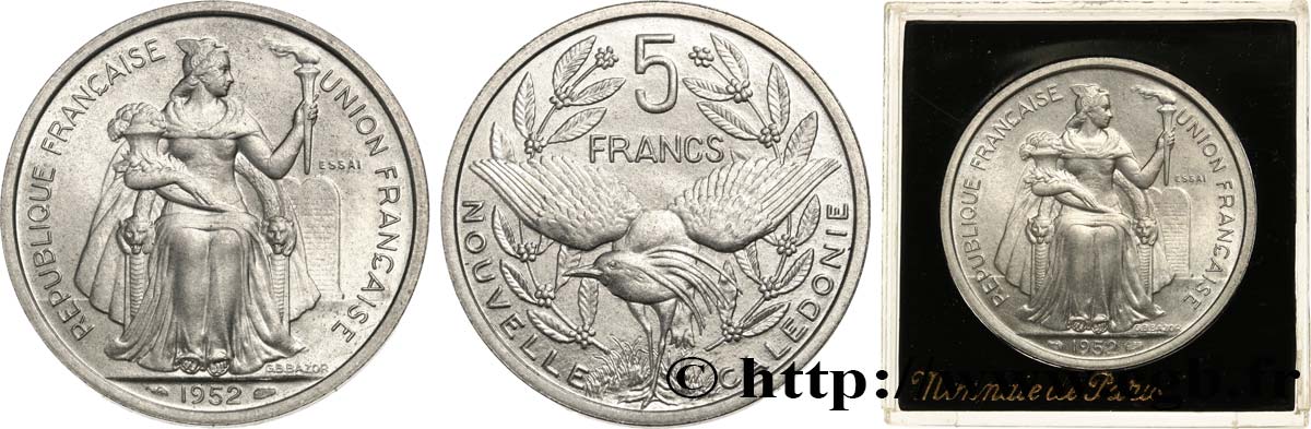NEW CALEDONIA Essai de 5 Francs 1952 Paris MS 