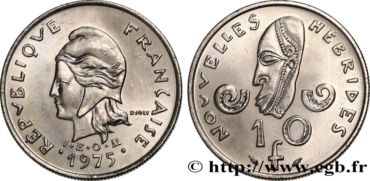 NUEVAS HÉBRIDAS (VANUATU desde 1980) 10 Francs I.E.O.M. 1975 Paris SC 