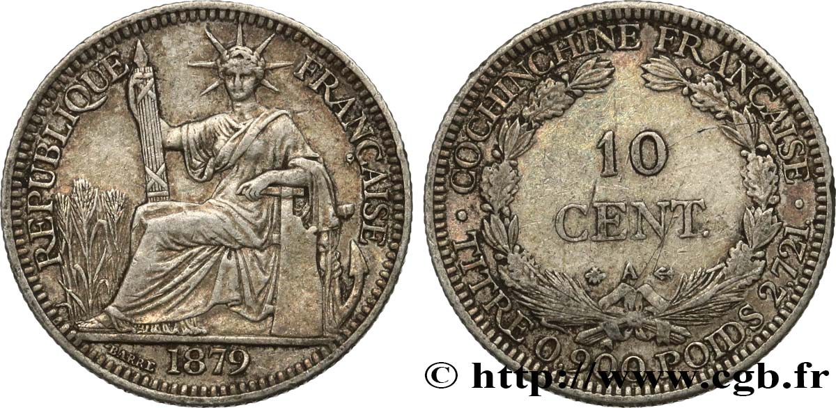 COCINCINA FRANCESE 10 Centimes 1879 Paris BB 