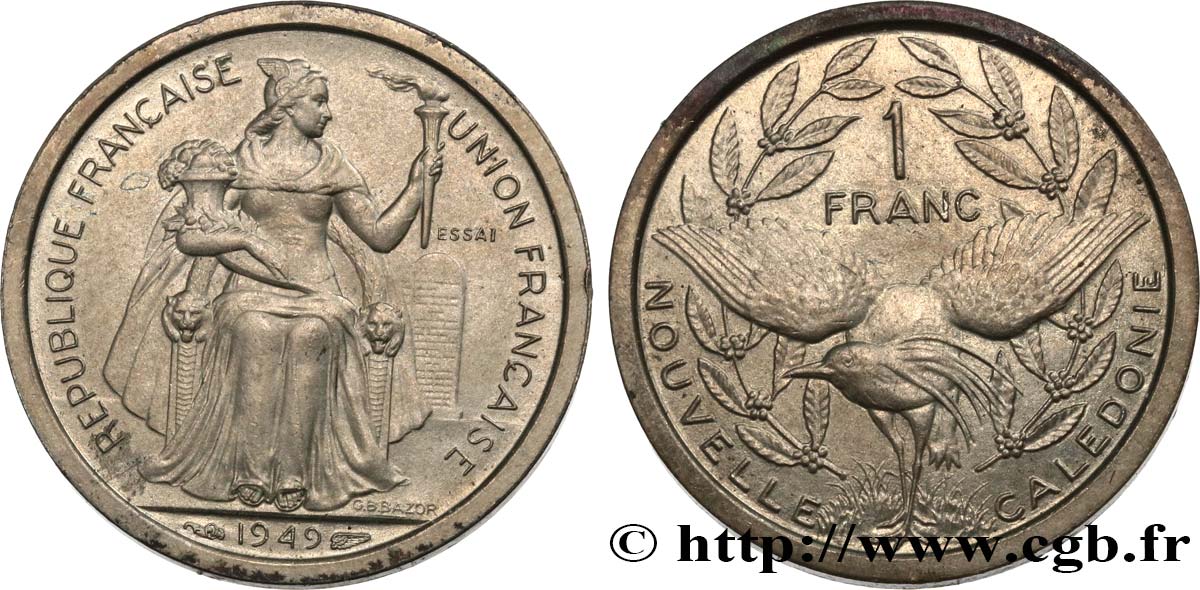 NOUVELLE CALÉDONIE Essai de 1 Franc 1949 Paris SPL 