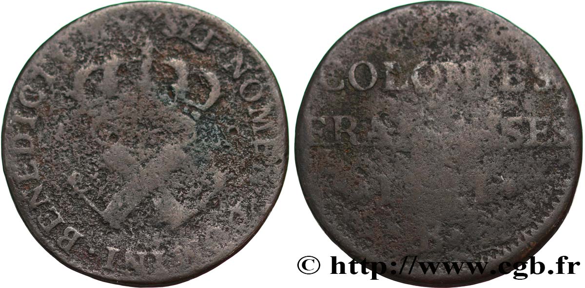 AMERICA - Louisiana, Acadia, Canada 9 Deniers 1721 Rouen VG 