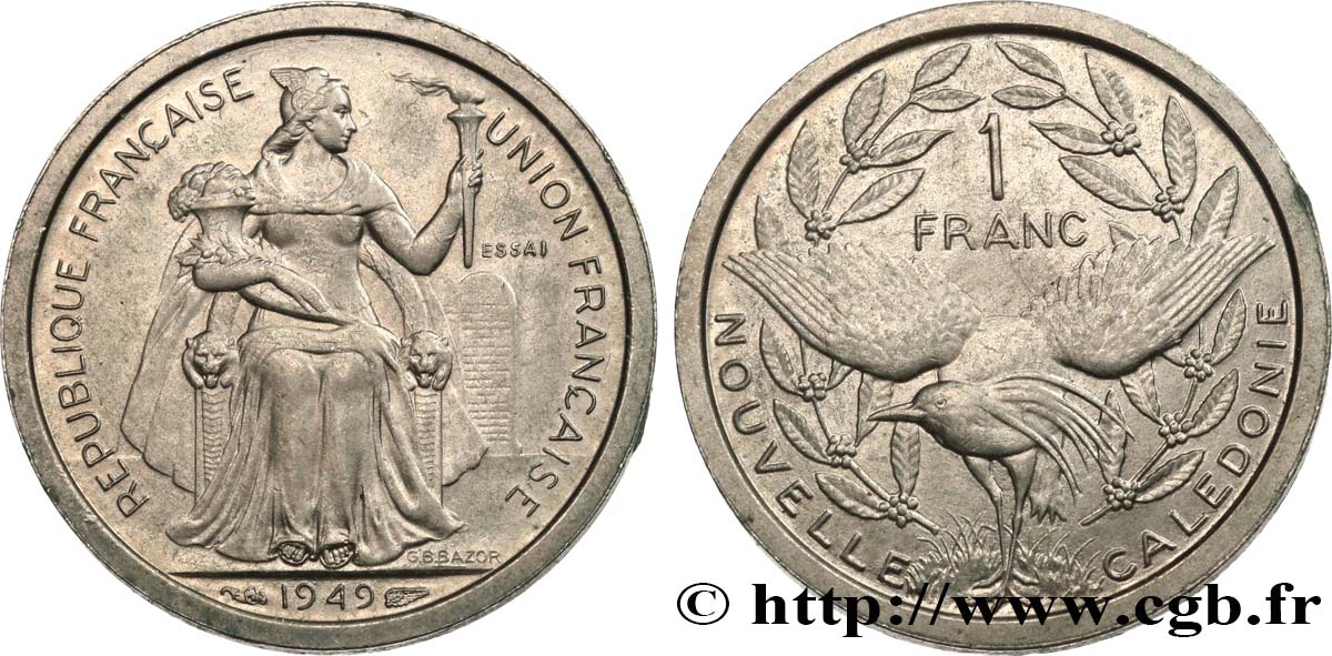 NEUKALEDONIEN Essai de 1 Franc 1949 Paris fST 