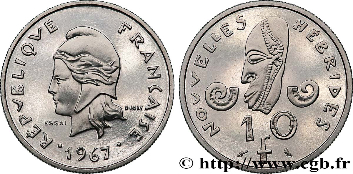 NEUE HEBRIDEN (VANUATU ab 1980) Essai de 10 Francs 1967 Paris ST 